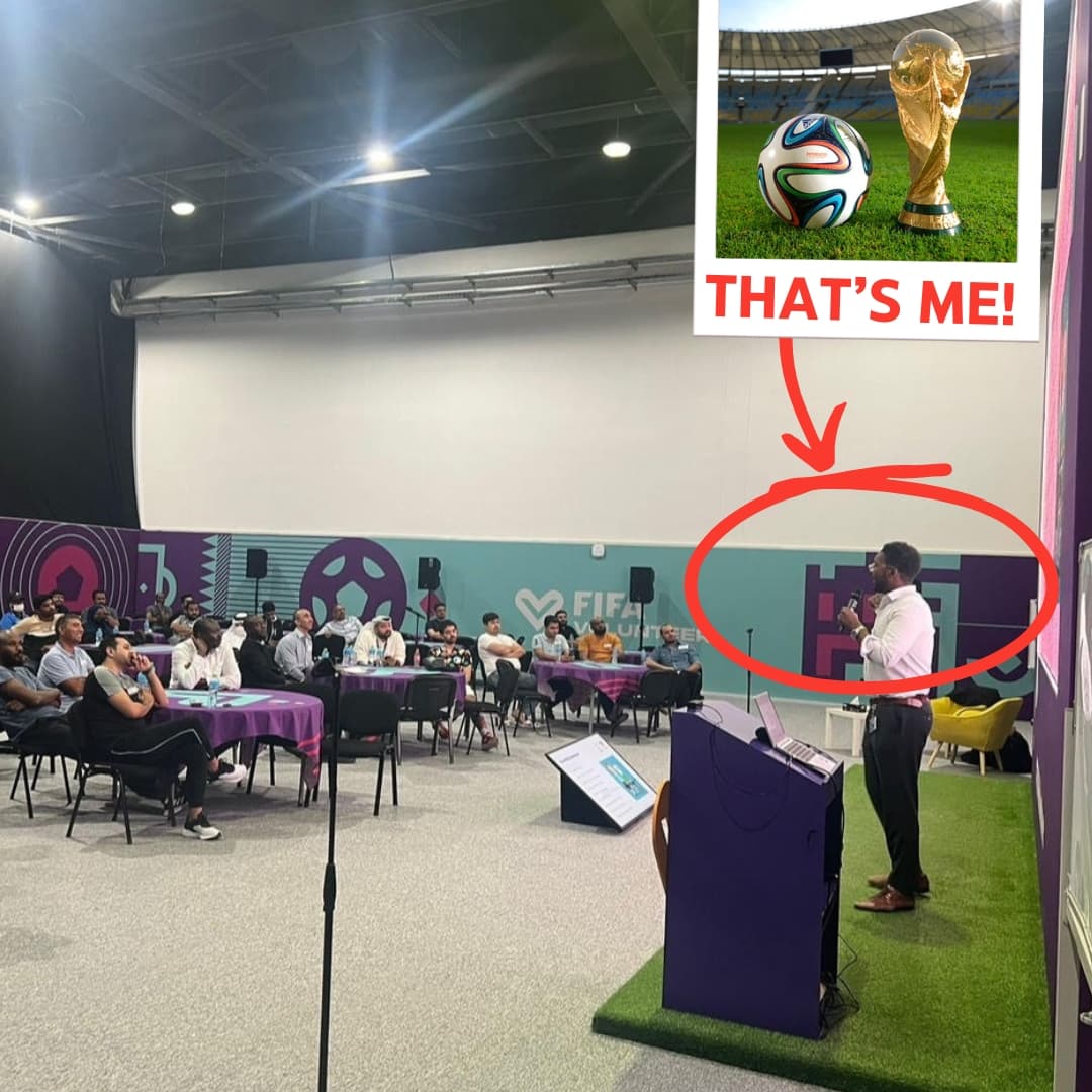Ramy Jamie training staff at the World Cup